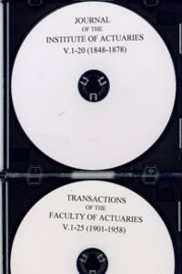 A generic image of a CD set of the Journal of the Institute of Actuaries (JIA) and the Transactions of the Faculty of Actuaries (TFA)  